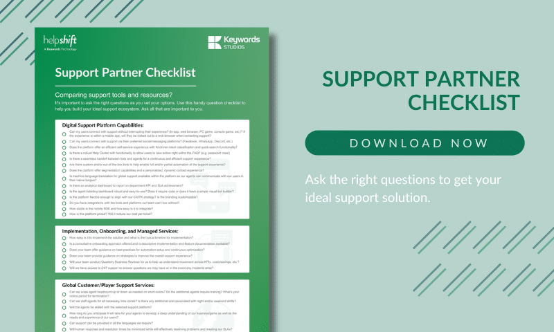 Helpshift Support Partner Checklist