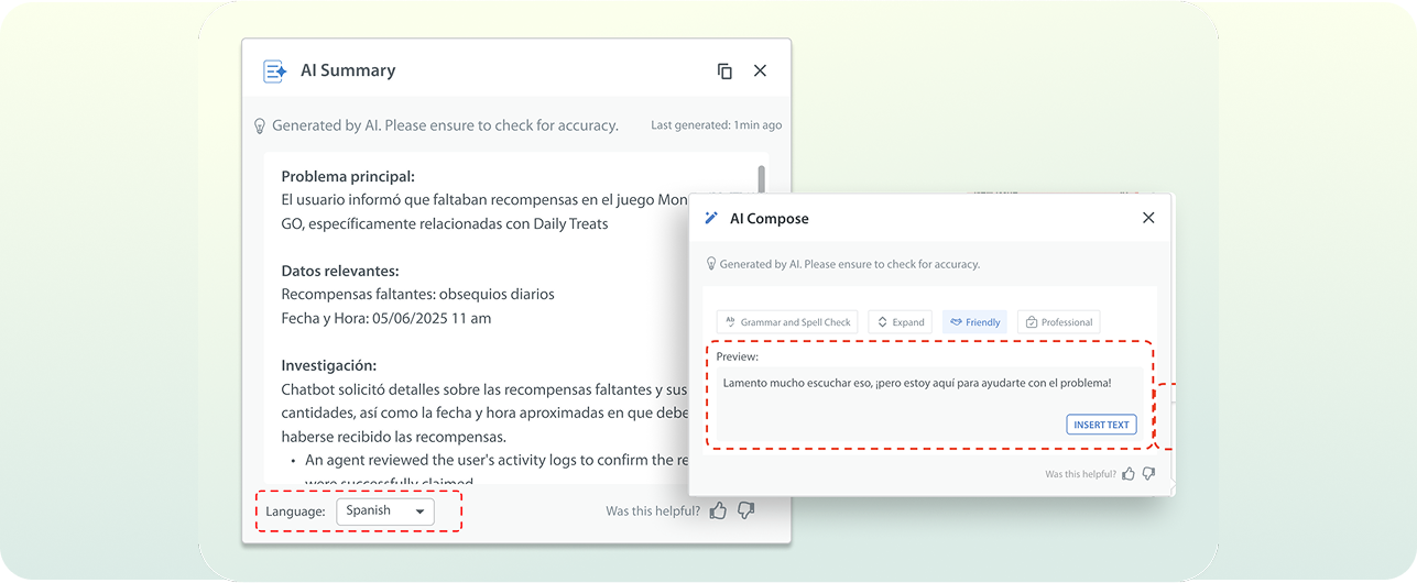 Multilingual Support for AI Summary and AI Compose