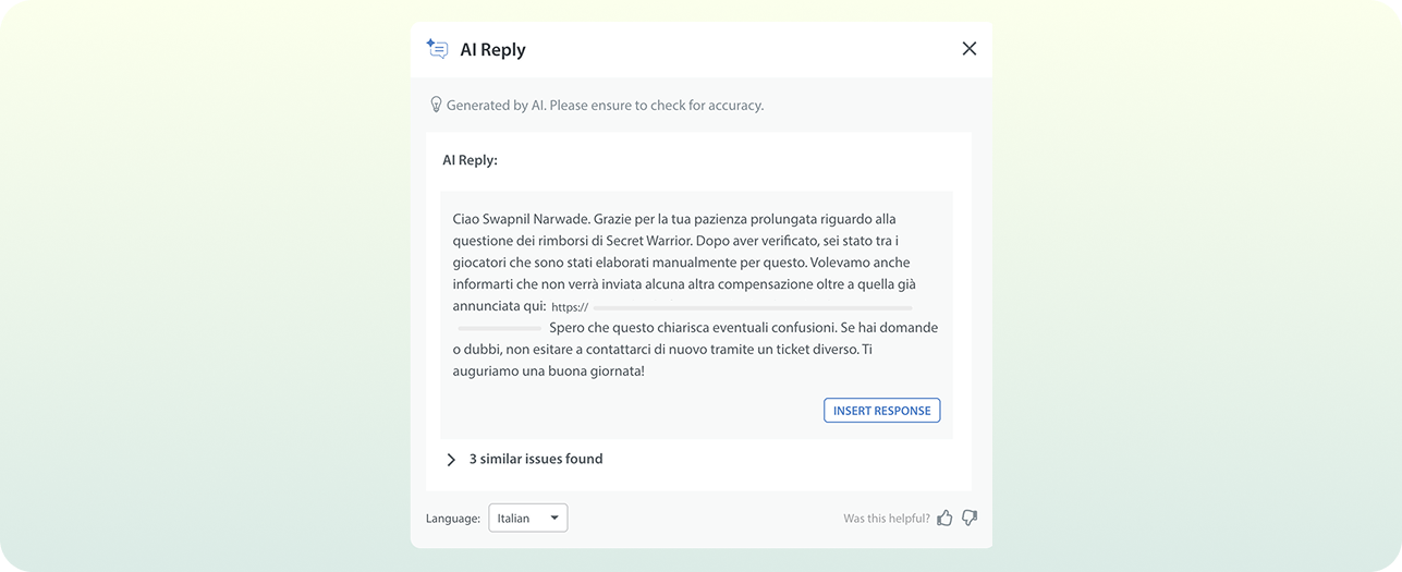 Multilingual Support for AI Reply