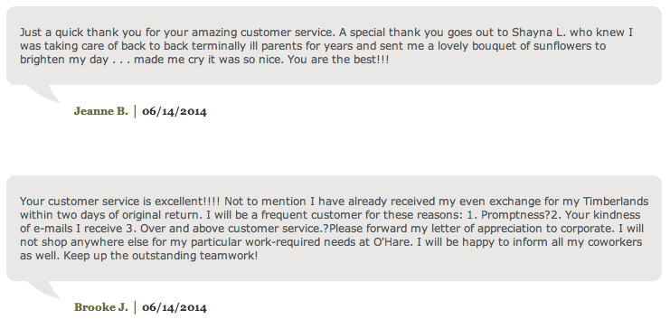 zappos customer testimonials