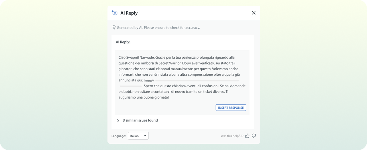 Multilingual Support for AI Reply