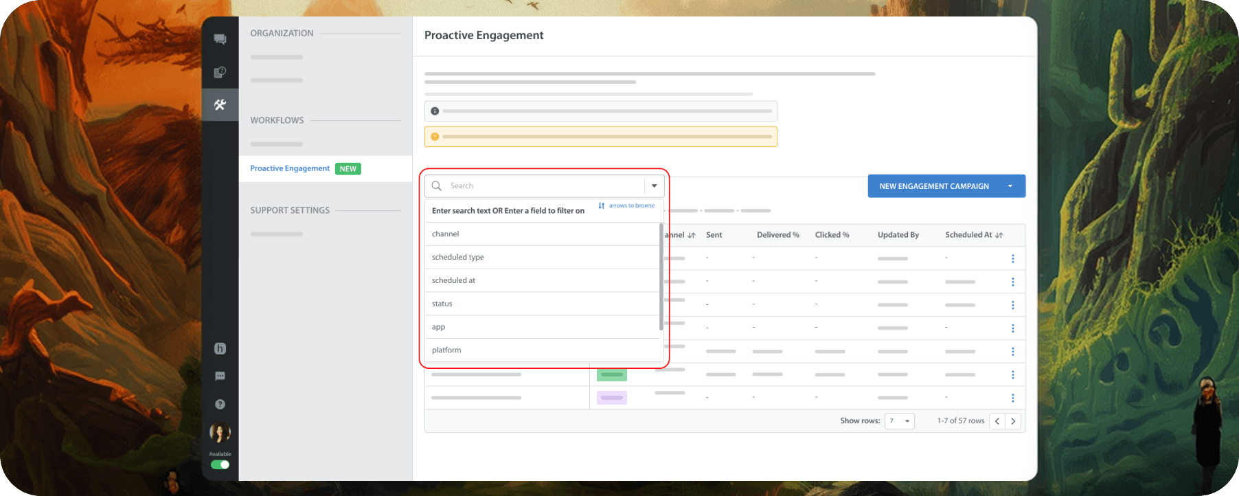 Advanced Search Filters in Proactive Engagement